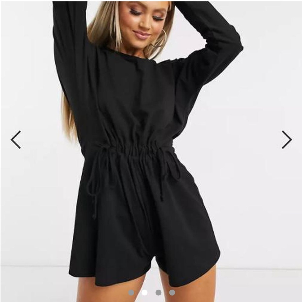 ASOS black long sleeve romper (size small)